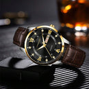 FANSICHEN Chronos Preto Relógio Elegante com Calendário