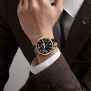 FANSICHEN Chronos Preto Relógio Elegante com Calendário