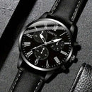 Relógio de Quartzo com Pulseira de Couro Preto