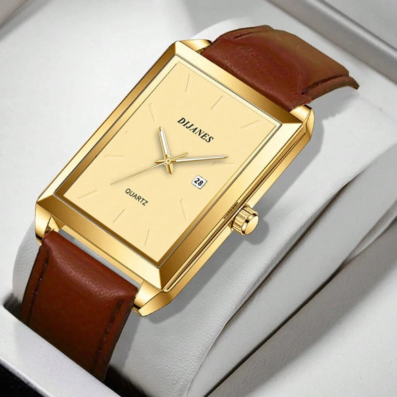 Relógio Dijanes Dourado Quadrado