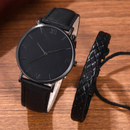 Conjunto Relógio Preto e Pulseira - Ninbus