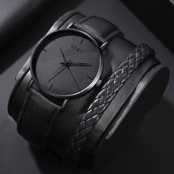 Conjunto Relógio Preto e Pulseira - Ninbus