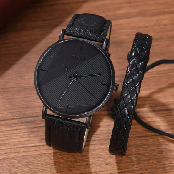 Conjunto Relógio Preto e Pulseira - Ninbus