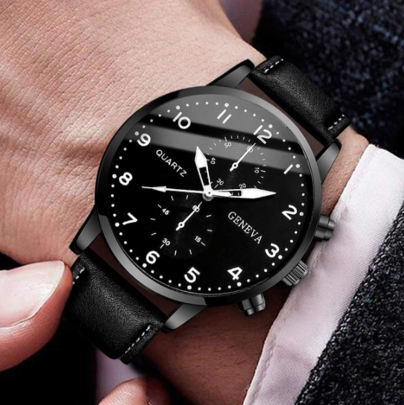 Conjunto Relógio Geneva e Pulseira Pretos - Ninbus