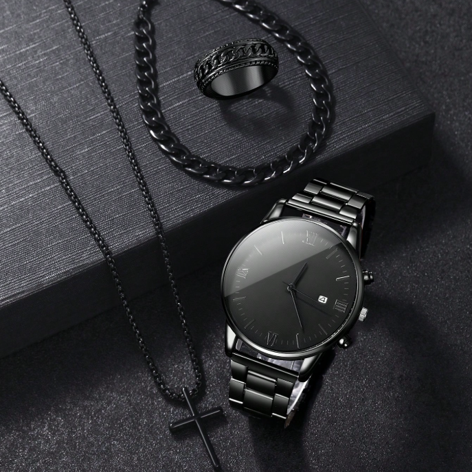Conjunto Relógio Masculino com 4 Peças