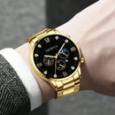 Conjunto Legacy Dourado Relógio  com Pulseira em Aço Inoxidável